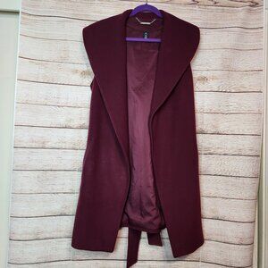 White/Black Brand Women's Size L/XL Purple Sleeveless Lined Jacket Vest Belted